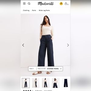 NWT Madewell Wide-Leg Cotton and Linen Pants